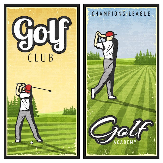 Colorful vintage golf banners