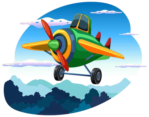 Colorful vintage plane soaring high