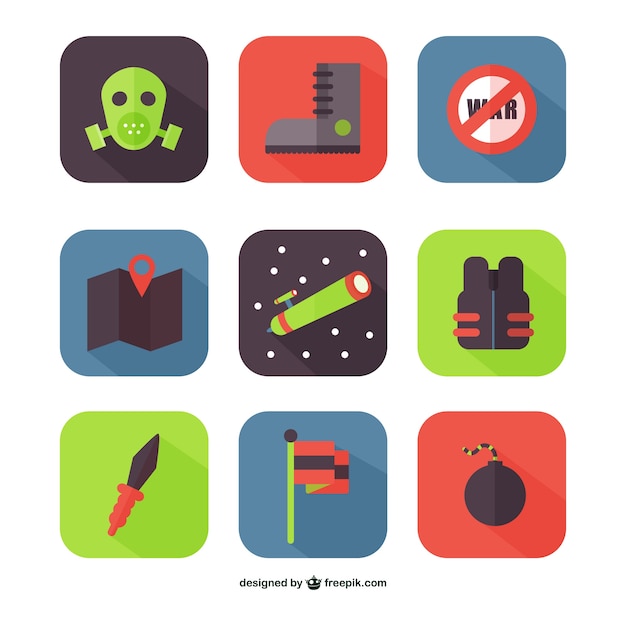 Free vector colorful war icons