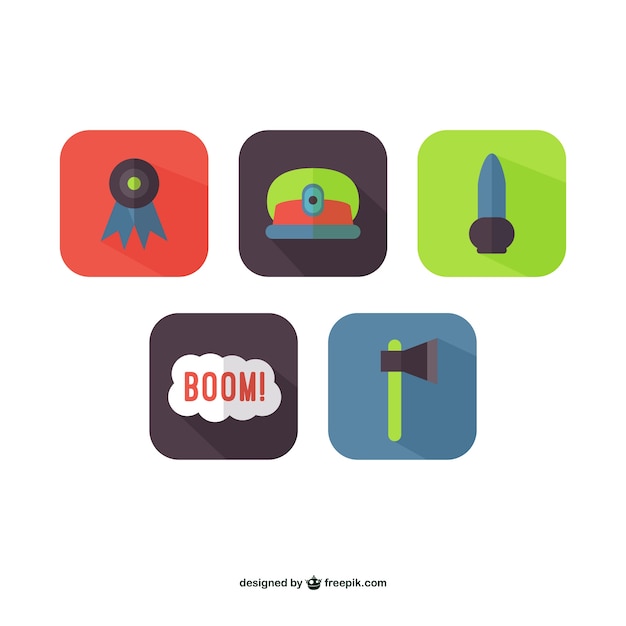 Free vector colorful warfare icons