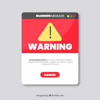 Free vector colorful warning pop up with flat design