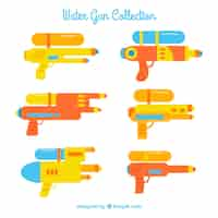 Free vector colorful water guns collection in flat style