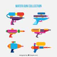 Free vector colorful water guns collection in flat style