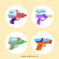 Free vector colorful water guns collection in flat style