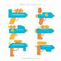 Free vector colorful water guns collection in flat style