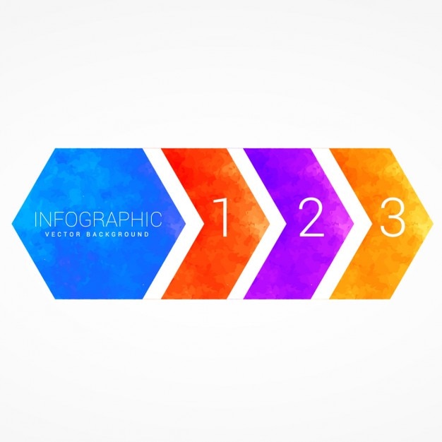 Colorful Water Ink Infographic Hexagons Free Vector
