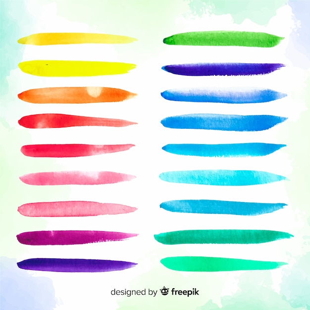 Colorful watercolor brush stroke collection