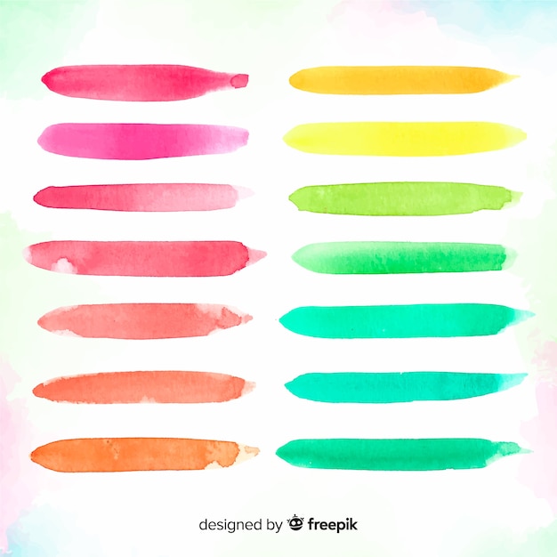 Colorful watercolor brush stroke collection
