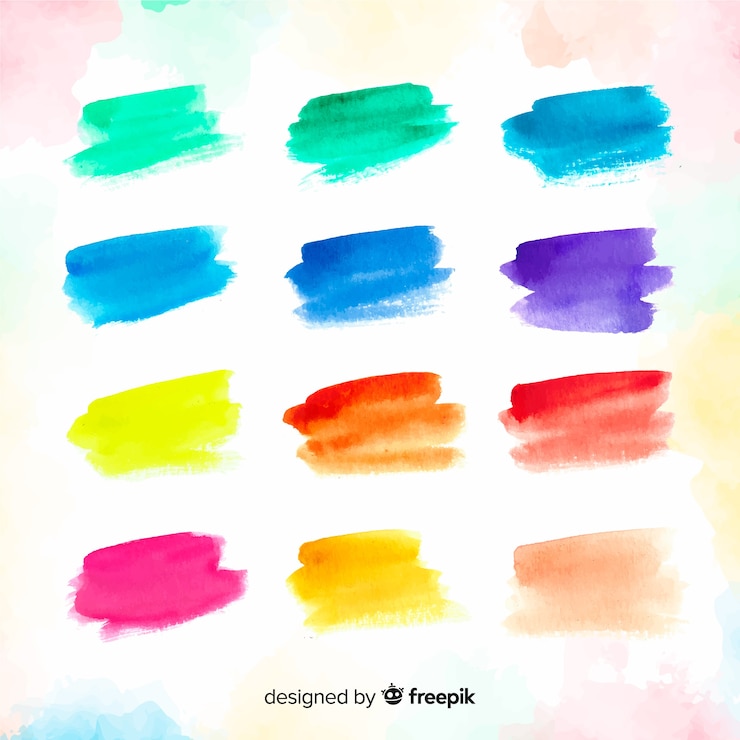 Free Vector colorful watercolor brush stroke collection
