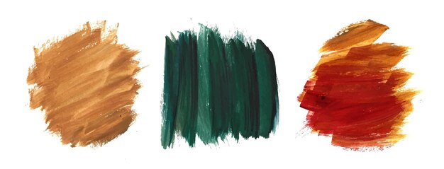 Colorful watercolor brush stroke hand drwan modern designs set vector