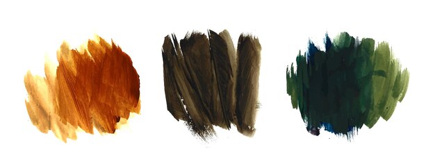 Colorful watercolor brush stroke hand drwan modern designs set vector