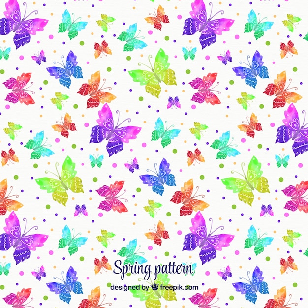 カラフルな水彩の蝶のパターン