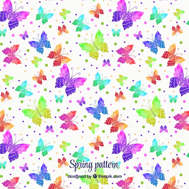 Colorful watercolor butterflies pattern