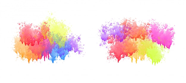 Colorful watercolor drips set