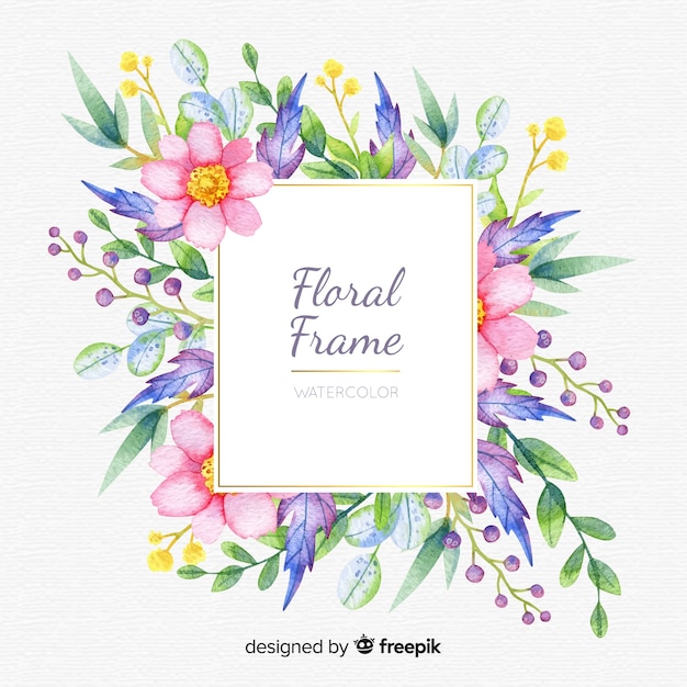 Free vector colorful watercolor floral frame