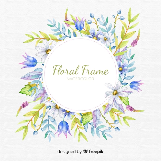 Free vector colorful watercolor floral frame