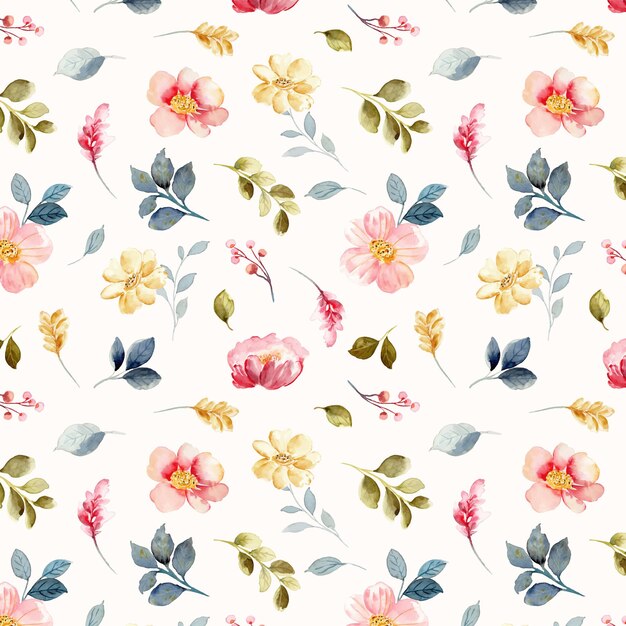 Colorful watercolor floral seamless pattern