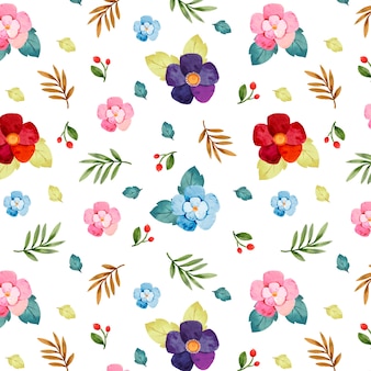 Colorful watercolor flowers pattern