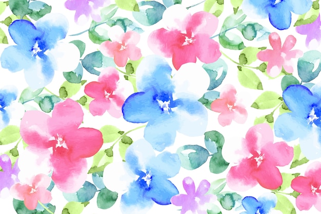 Free vector colorful watercolor flowers wallpaper