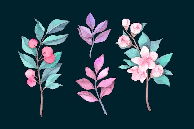 Free vector colorful watercolor flowers