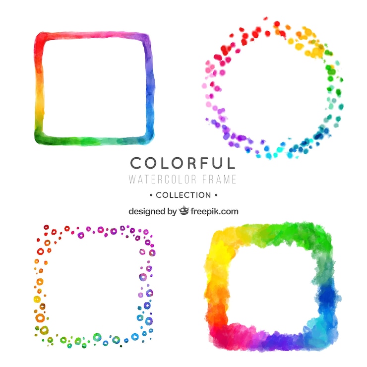 Free Vector colorful watercolor frame collection