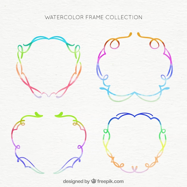 Free vector colorful watercolor frame collection