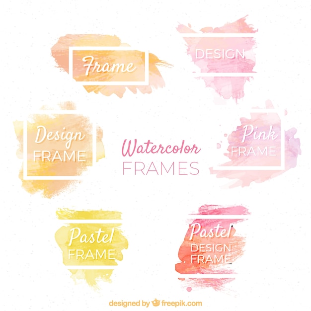 Free vector colorful watercolor frame collection