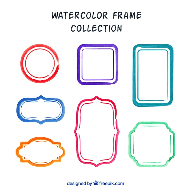 Бесплатное векторное изображение Коллекция цветной акварельной рамы