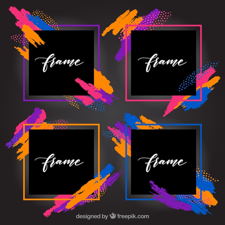 Free Vector colorful watercolor frame collection