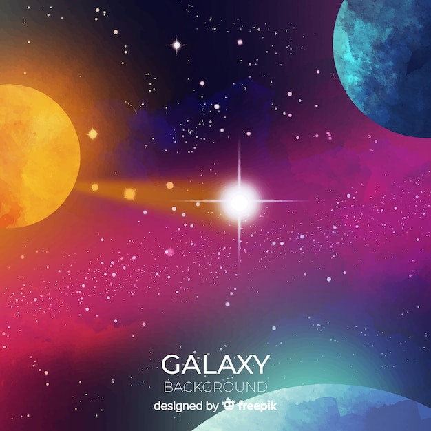 Colorful watercolor galaxy background