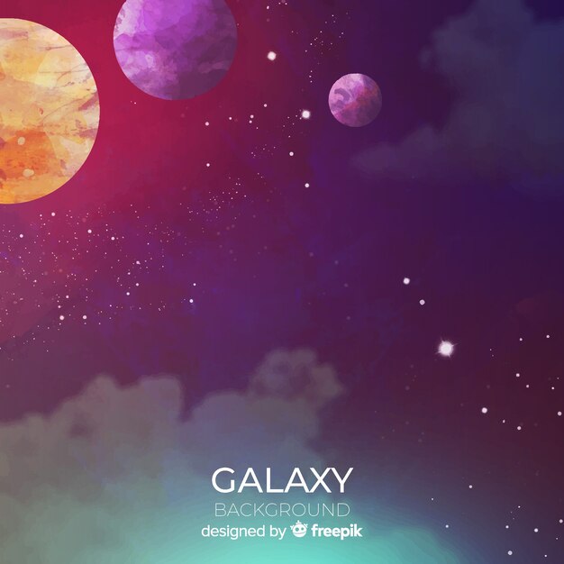 Colorful watercolor galaxy background