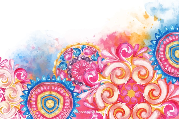 Colorful watercolor ornamental flower background