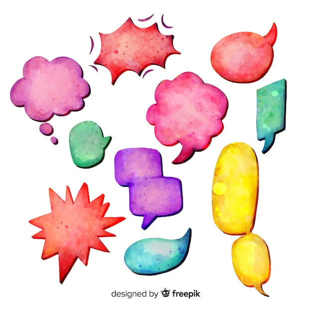 Colorful watercolor speech bubbles