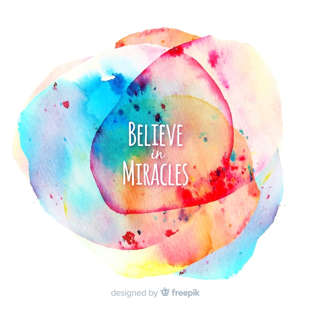 Free vector colorful watercolor stain background with motivational quote