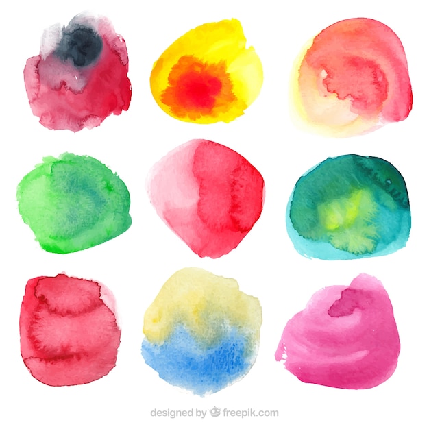 Colorful watercolor stain collection
