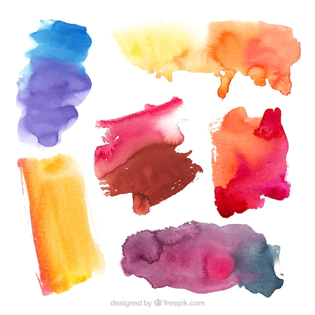 Free vector colorful watercolor stain collection