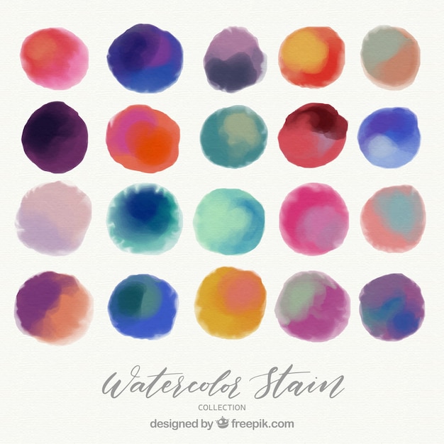 Colorful watercolor stain collection