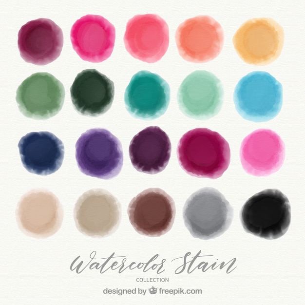 Colorful watercolor stain collection