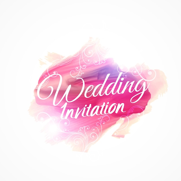 розовый ход Акварельные краски для свадьбы приглашения шаблон дизайна с цветочным декором