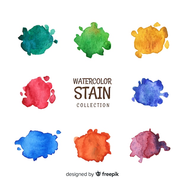 Free vector colorful watercolor stains collection