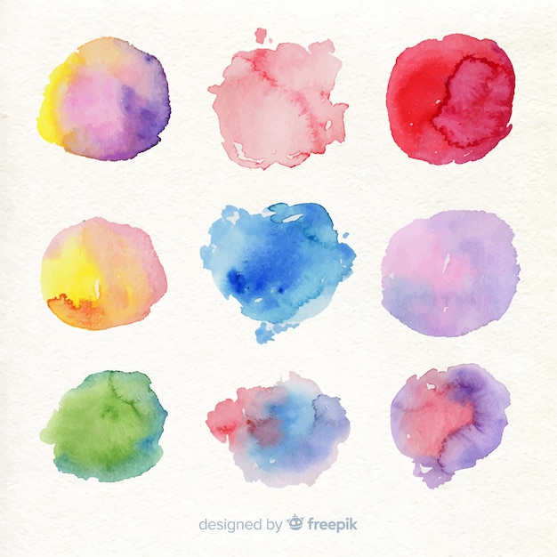 Free vector colorful watercolor stains collection