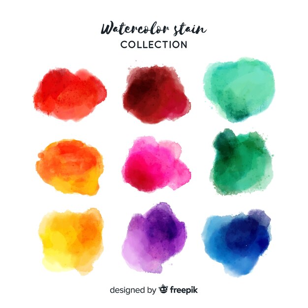 Colorful watercolor stains collection