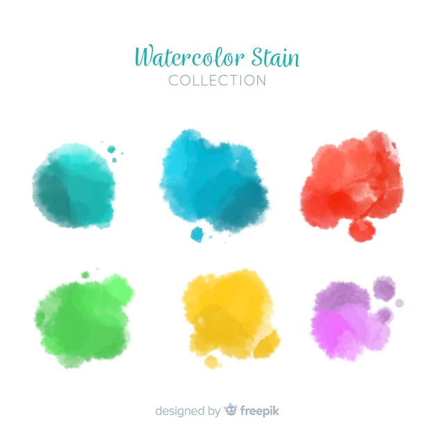 Colorful watercolor stains collection