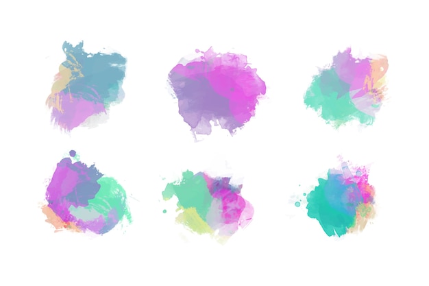 Free vector colorful watercolor stains collection