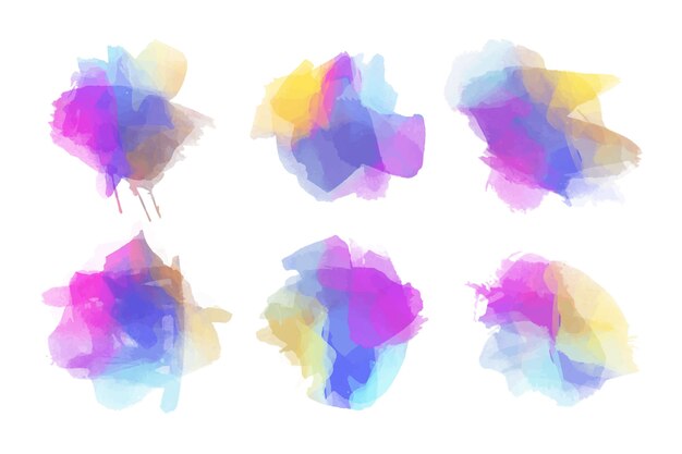 Colorful watercolor stains pack