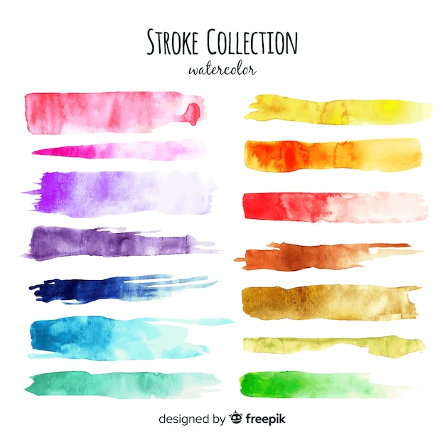 Free vector colorful watercolor stroke collection