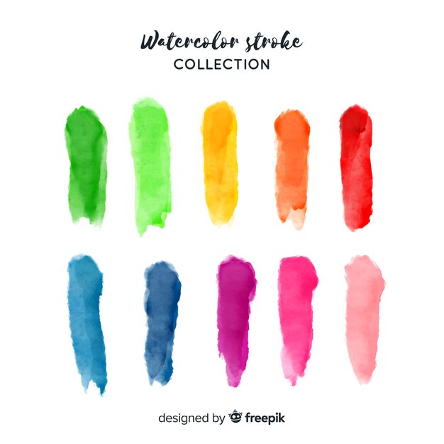 Colorful watercolor stroke collection