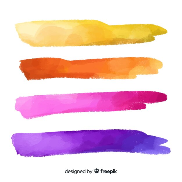 Colorful watercolor stroke collection