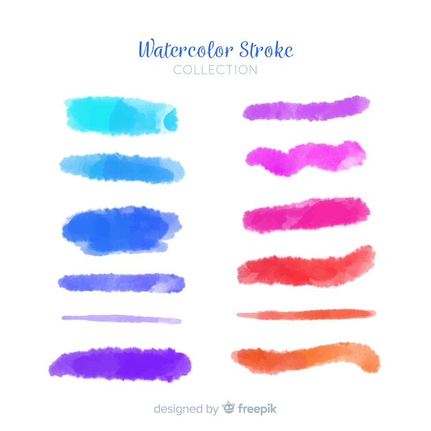 Free vector colorful watercolor stroke collection