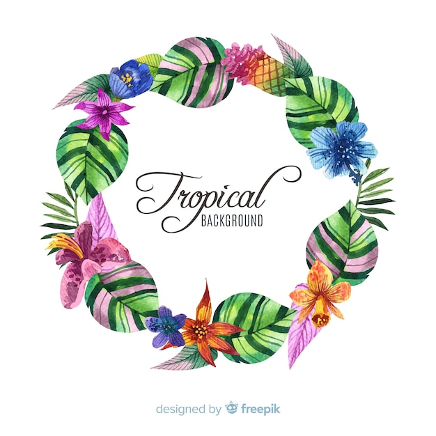 Colorful watercolor tropical background